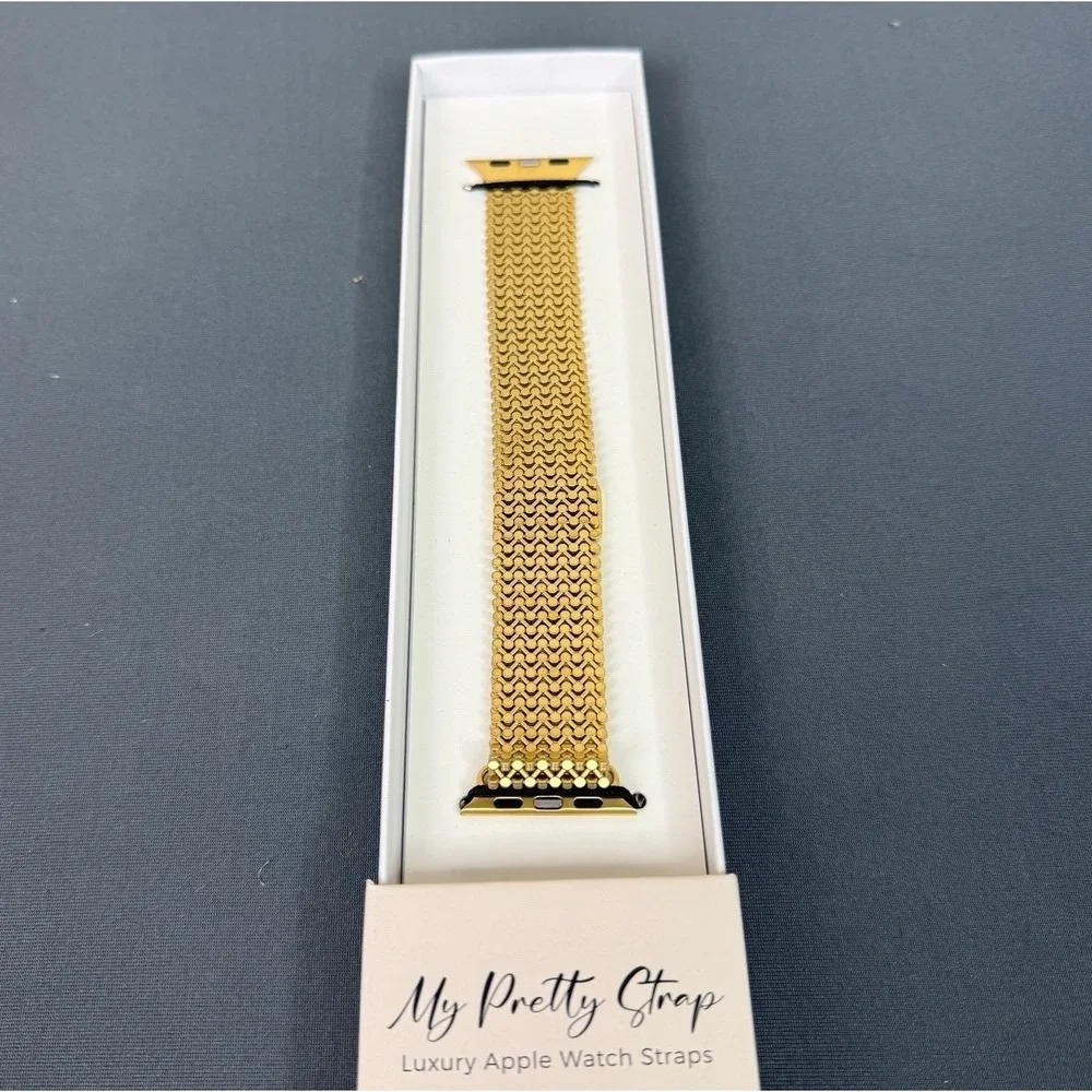 My Pretty Strap- Stainless Steel Apple Watch Band Gold Woven Link